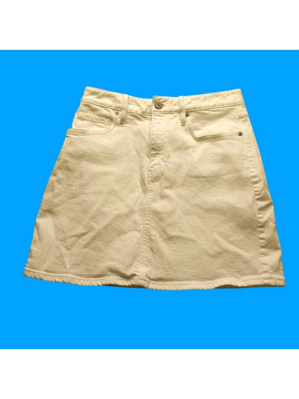 Banana Republic White Denim Mini Skirt Size 2 Cotton Blend Womens Casual Wear